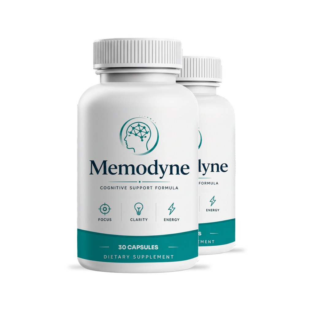 Two bottles of Memodyne cognitive support supplement